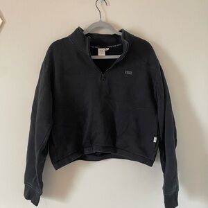 Black/very dark gray Vans quarter zip sweatshirt slightly cropped but not overly